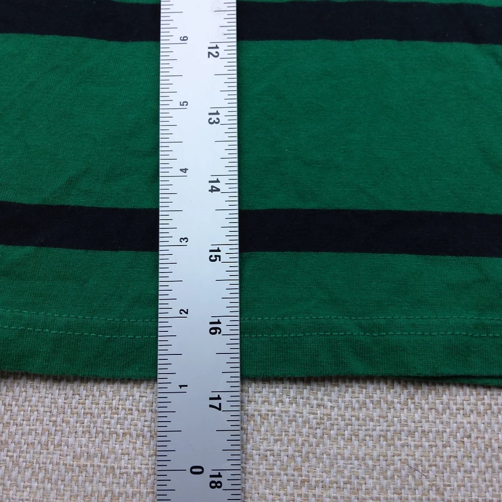Polo Ralph Lauren, Hoodie L/S Collared Rugby Shirt ,Green W/ Black Stripes, Sz 4